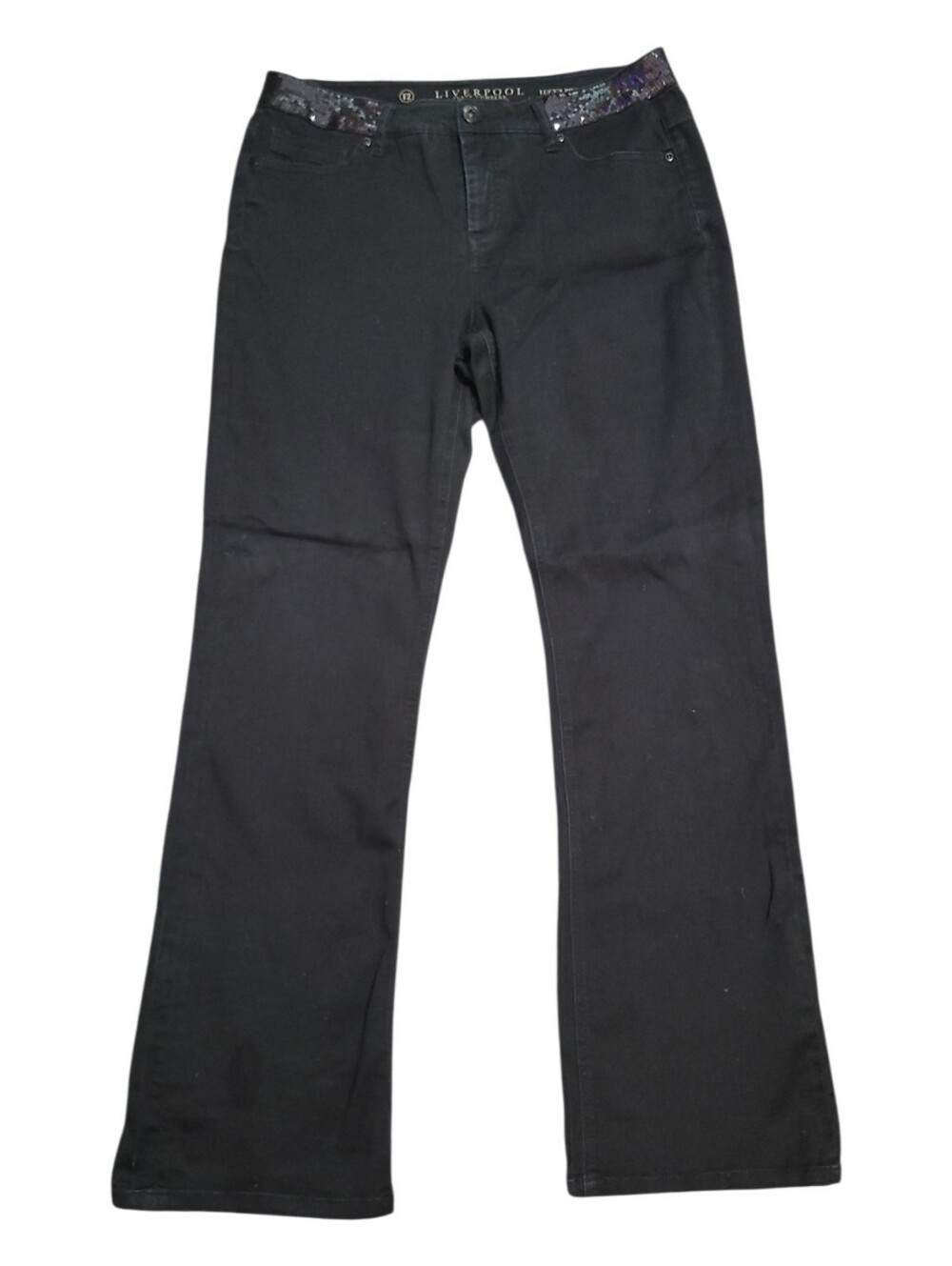Liverpool Darkwash Bootcut Jeans with Sequin Waistband
